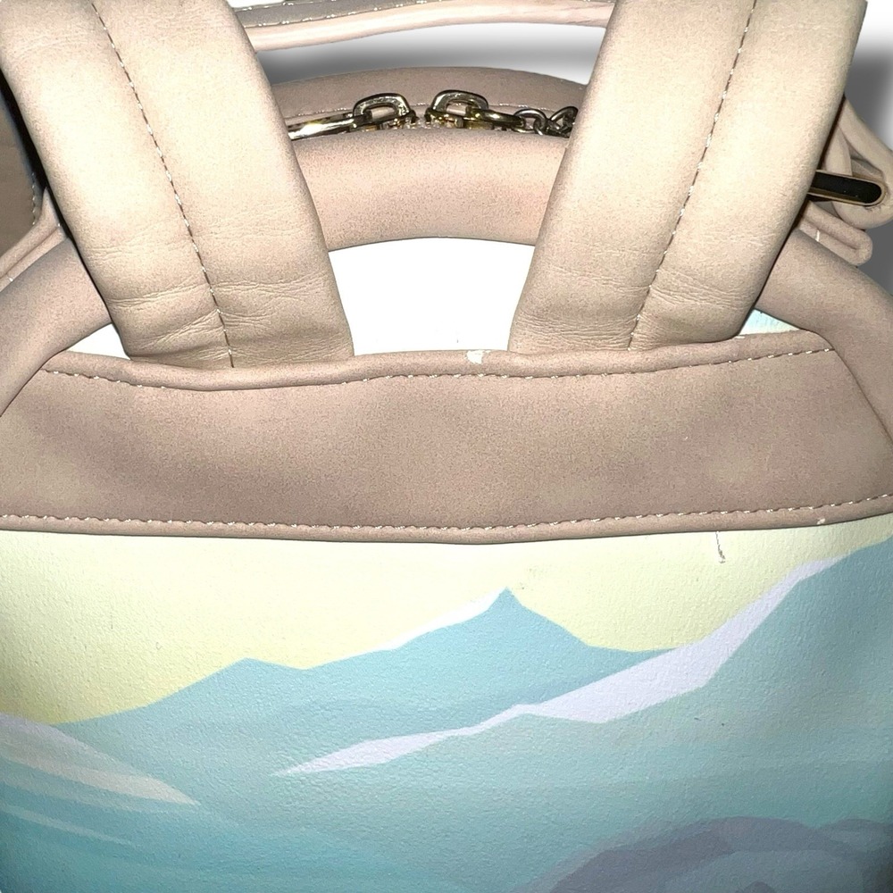 DISNEY Loungefly Mini Backpack Pocahontas Meeko Scenery Sunflowers River Wind - Picture 13 of 15